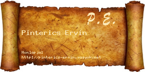 Pinterics Ervin névjegykártya