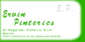 ervin pinterics business card